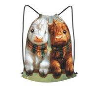 Boltpack Bolsas con cordón para yoga, deporte, gimnasio, mochila de cuerda, bolsa de playa, mochila de viaje para hombres y mujeres, ligera, Cute Highland Cows 1, S