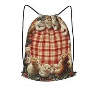 Boltpack Bolsas con cordón para yoga, deporte, gimnasio, mochila de cuerda, bolsa de playa, mochila de viaje para hombres y mujeres, ligera, Christmas Cats 1, S