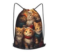 Boltpack Bolsas con cordón para yoga, deporte, gimnasio, mochila de cuerda, bolsa de playa, mochila de viaje para hombres y mujeres, ligera, Christmas Cats 8, S
