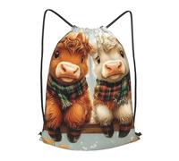 Boltpack Bolsas con cordón para yoga, deporte, gimnasio, mochila de cuerda, bolsa de playa, mochila de viaje para hombres y mujeres, ligera, Cute Highland Cows 2, S