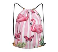Boltpack Bolsas con cordón para yoga, deporte, gimnasio, mochila de cuerda, bolsa de playa, mochila de viaje para hombres y mujeres, ligera, Pink Flamingo 4, M