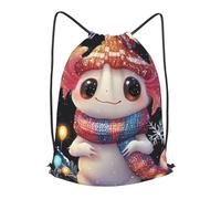 Boltpack Bolsas con cordón para yoga, deporte, gimnasio, mochila de cuerda, bolsa de playa, mochila de viaje para hombres y mujeres, ligera, Axolotl Christmas 3, M