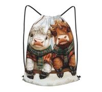 Boltpack Bolsas con cordón para yoga, deporte, gimnasio, mochila de cuerda, bolsa de playa, mochila de viaje para hombres y mujeres, ligera, Cute Highland Cows 3, S