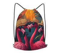 Boltpack Bolsas de cordón con estampado de flamenco rosa para yoga, deporte, gimnasio, mochila de playa, mochila de viaje para hombres y mujeres, ligera, Pink Flamingo 2, S, Mochilas daypack