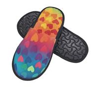 Boltpack Pantuflas suaves y antideslizantes de invierno para spa, interiores, hogar, dormitorio, hotel, viajes, Rainbow Love Heart 7, 7.5/10.5 UK Men/ 7.5/9.5 UK Women