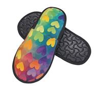 Boltpack Pantuflas suaves y antideslizantes de invierno para spa, interiores, hogar, dormitorio, hotel, viajes, Rainbow Love Heart 8, 5.5/7.5 UK Men/ 4/6.5 UK Women