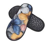 Boltpack Pantuflas suaves y antideslizantes de invierno para spa, interiores, hogar, dormitorio, hotel, viajes, Colorful Butterflies 3, 7.5/10.5 UK Men/ 7.5/9.5 UK Women