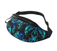 BoltPack Riñonera para mujeres y hombres, con correa ajustable, ligera, impermeable, para deportes, caminar, correr, Calavera Azul 1, M, Mochila de trekking