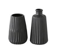 Boltze 1013332 Esko - Juego de jarrones de 2 Piezas, Color Negro Barnizado, de cerámica, diámetro Aprox. 8,5 cm, para decoración de Interiores, sin Flores, Estilo escandinavo