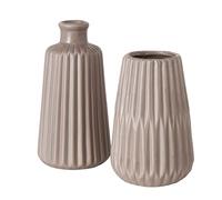Boltze 2027311 Esko - Juego de jarrones de 2 Piezas, Color marrón Mate, de cerámica, diámetro Aprox. 8,5 cm, para decoración de Interiores, sin Flores, Estilo escandinavo