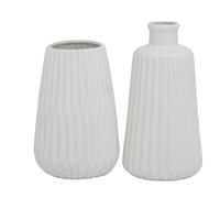 Boltze 2033009 Esko - Juego de jarrones de 2 Piezas, Color Blanco Mate, de cerámica, diámetro Aprox. 8,5 cm, para decoración de Interiores, sin Flores, Estilo escandinavo