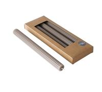 Boltze 2040794 Classic - Juego de 4 velas (25 cm, cera, superficie estriada, diseño clásico, velas grises, decoración)