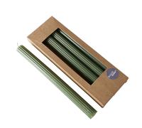 Boltze 2048494 Classic - Juego de 4 velas (25 cm, cera, superficie estriada, diseño clásico, vela verde, decoración)
