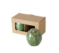 BOLTZE 2054415 Cabbage - Salero y pimentero (cerámica, altura de 7,5 cm, capacidad de 135 ml, apto para lavavajillas, salero y pimentero), color verde