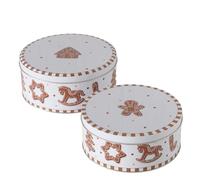 Boltze 2060133 - Tarro de almacenamiento (2 piezas, altura 7-8 cm, diámetro 16-18 cm, hierro pulverizado, con diseño, caja de almacenamiento)