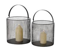 Boltze Baska 2025425 - Juego de 2 farolillos (2 Unidades, portavelas Decorativos, portavelas de té, diámetro de 25 a 28 cm, Diferentes Alturas, Forma Redonda, portavelas de té)