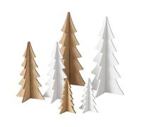 BOLTZE Ceti 2049991 - Abetos Decorativos Navideños de Madera y Blancos, Altura 12 - 30 cm, Juego de 6 Unidades