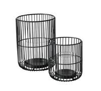 Boltze Cindy 2033181 - Portavelas (2 Piezas, Hierro, Cristal, 14-20 cm de Alto, diseño Moderno, decoración de jardín, decoración de Mesa, Accesorios para Velas, portavelas, Cristal), Color Negro