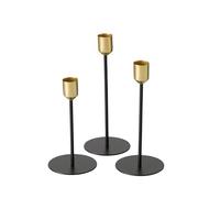 Boltze Cosima 2049897 - Juego de 3 candelabros de diseño Moderno para Velas cónicas, portavelas y Accesorios para Velas, Color Negro y Dorado