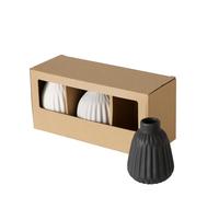 BOLTZE Esko 2050587 - Jarrón (3 Piezas, Color: Gris/Negro/Blanco, Porcelana, Mate, Altura 11 cm, diámetro 8 cm, Redondo, Hecho a Mano, Impermeable, diseño Minimalista, florero, decoración)