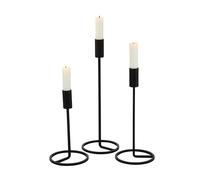 Boltze Fio 1018034 - Juego de 3 candelabros Negros de diseño Moderno para Velas cónicas, portavelas