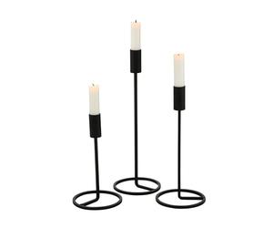 Boltze Fio 1018034 - Juego de 3 candelabros Negros de diseño Moderno para Velas cónicas, portavelas