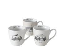 Boltze Juego de 3 vasos de cerámica de Vanlife de 480 ml, juego de tazas de café