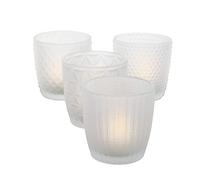 Boltze Juego de 4 portavelas Marilu (blanco mate, portavelas / portavelas de té, Ø 8 cm, varios diseños, forma redonda, portavelas) 2001879