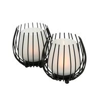 Boltze Laval 1018022 - Portavelas (2 Piezas, Cristal, Hierro, 12 cm de Altura, diseño Moderno, decoración de Mesa, portavelas de té)