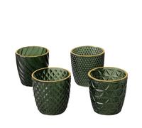 Boltze Marilu 2061236 - Portavelas (4 Piezas, Cristal, 7,5 cm de Altura, diseño Moderno, decoración de Mesa, portavelas de té)