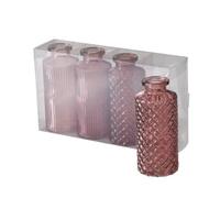 Boltze Panja (4 Piezas, Color Rosa Oscuro/Rosa Claro, Altura 14 cm, diámetro Aprox. 6 cm, de Cristal, Elegante jarrón para Interiores, decoración) 2031373, Rojo, Normal