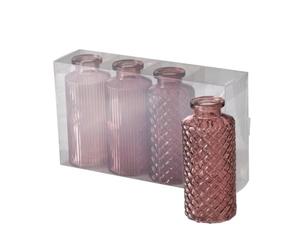 Boltze Panja (4 Piezas, Color Rosa Oscuro/Rosa Claro, Altura 14 cm, diámetro Aprox. 6 cm, de Cristal, Elegante jarrón para Interiores, decoración) 2031373, Rojo, Normal