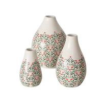BOLTZE Paris 2060511 - Jarrón (3 Piezas, Porcelana, diseño Floral, Altura 12 cm, diámetro 9 cm, Redondo, Hecho a Mano, Resistente al Agua, florero Decorativo)
