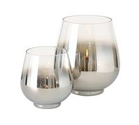 Boltze Portavelas Grazia, diámetro de 18 cm, Plata Transparente | 1512000 - Decoración de Navidad para casa