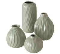 Boltze Zalina 2025736 - Jarrones Decorativos (4 Piezas, Porcelana, esmaltados, Varios Patrones y tamaños, Altura 9-19 cm, diámetro 9-11 cm)