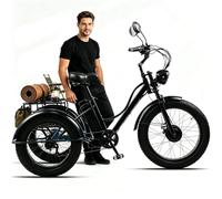 BoluDukNN Triciclo Eléctrico para Adultos, Bicicleta Eléctrica De 3 Ruedas con Neumáticos Anchos De 24″, 7 Velocidades, Batería De 48v 15ah, Capacidad De Carga 150 Kg, E-Bike Todoterreno Black