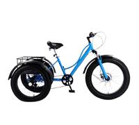 BoluDukNN Triciclos De Ruedas Anchas para Adultos con Cesta, Bicicletas De Crucero De 24" Y 3 Ruedas,7 Velocidades,Cuadro De Acero Al Carbono,para IR Compras O Hacer Picnics Al Aire Libre. Blue