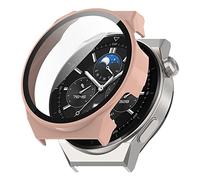 BoLuo Silicona Funda para Huawei Watch GT3 Pro 46MM Case, PC Plating Película Templada Caso Smartwatch, Protectora Cover Case Skins Shell Bumper para Huawei Watch GT3 Pro 46MM Accessories (Rosado)