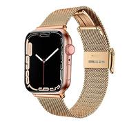 BolYel Compatible con Correa Apple Watch 45mm 44mm 42mm,Metálica de malla de repuesto con hebilla ajustable Correa para iWatch 7/6/5/4/3/2/1 SE,Oro rosa