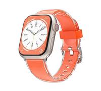 BolYel Compatible con Correa Apple Watch 45mm 44mm 42mm,Pulsera de silicona transparente de doble capa de repuesto compatible con iWatch Pulsera Series 8 7 6 5 4 3 2 1 SE Naranja