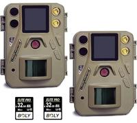 Bolyguard Cámara de Vigilancia para Caza 37MP 2.7K HD, 940 NM Sin Flash LED, Doble Pack con Tarjetas SD de 32GB, Color Marrón