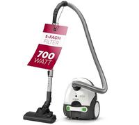 Bomann BS9019CB - Aspirador con Bolsa - 700 W - Tubo telescópico de Acero Inoxidable - Microfiltro - Blanco/Gris