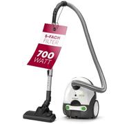 Bomann BS9019CB - Aspirador con Bolsa - 700 W - Tubo telescópico de Acero Inoxidable - Microfiltro - Blanco/Gris