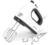 Bomann HM 6054 CB Hand Mixer/Hand Mixer with 5 Speed Levels, Turbo Level and Eject Button, Stainless Steel Wire and Dough Hook Included, White/Grey
