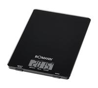 BOMANN KWatts1515CBGlas schWattsarz - Báscula de cocina - Superficie de cristal - Pantalla LCD - Apagado automático - Funciona con pilas - Negro