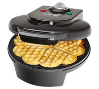 Bomann WA 5018 - Gofrera máquina para hacer gofres en forma de corazón, plato 18 cm, placa antiadherente, termostato regulable, 1200 W, color negro