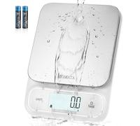 BOMATA Báscula de cocina impermeable IPX6 con alta precisión de 0.1 g/0.01 | Báscula digital de 5 kg / 11 lbs con retroiluminación, plataforma de pesaje de acero inoxidable, para alimentos, cocinar