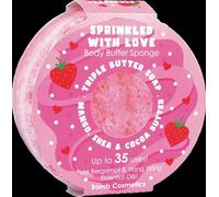 Bomb Cosmetics Esponja con infusión de jabón corporal 2 en 1, exfoliante, hidratante, triple mantequilla, con jabón en el interior rociado con amor
