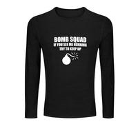 Bomb Squad Men's 100% Cotton Tee Crewneck Unisex Long Sleeve T-Shirt Black, Negro , 3XL