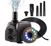 Bomba Agua Sumergible 220V, Bomba de Agua Sumergible Fuente con Boquillas, Bomba Agua Acuario Sin Ruido, Jardin Decorativa Accesorios Acuarios Estanque Bomba Pecera Filtro Pequeña Externo 750L/H 15W